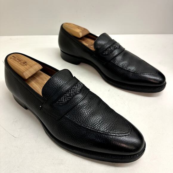 Crockett & Jones x Peal & Co. x Brooks Brothers Loafer Black Harris Tweed 10.5 - Picture 4 of 12